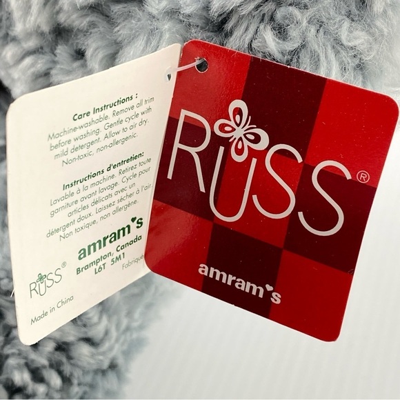 Russ Berrie Stormy Teddy bear Plush Grey / Gray Bear 9 inches seated - Picture 9 of 13